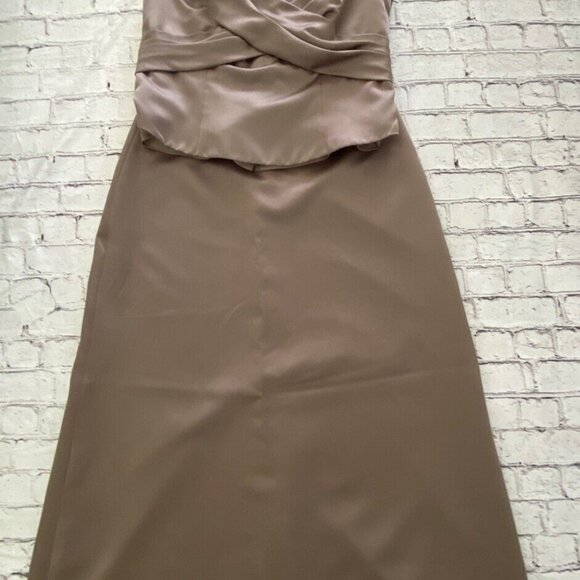 2 Piece Mori Lee Dress Size‎ 24 Taupe Formal A Line Party Bridesmaid Sp Occasion - Picture 1 of 16
